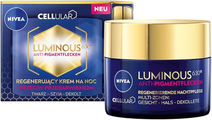 NIVEA Cellular Luminous 630 Anti-Pigment Spot Night Cream (50 ml), Night Face Cream for Pigment and Age Spots, Regenerating Night Cream with Hyaluronic
