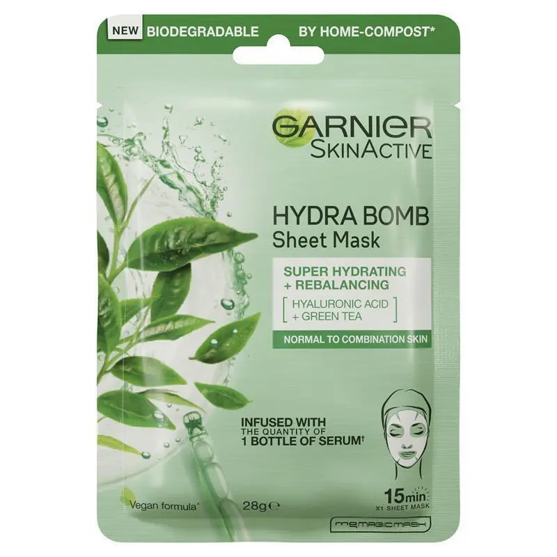 Garnier Hydra Bomb Hyaluronic Acid Green Tea Sheet Mask