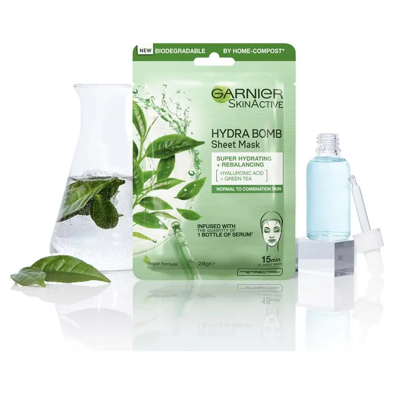 Garnier Hydra Bomb Hyaluronic Acid Green Tea Sheet Mask - Image 6